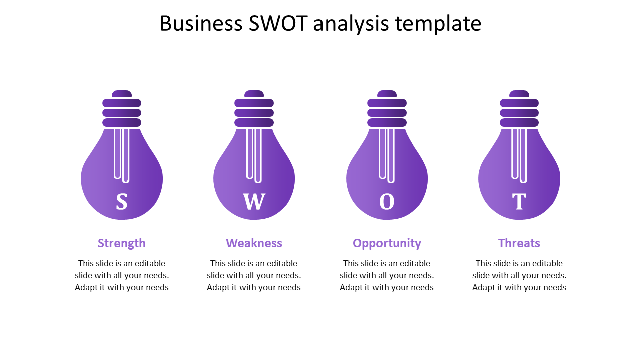 business swot analysis template-purple